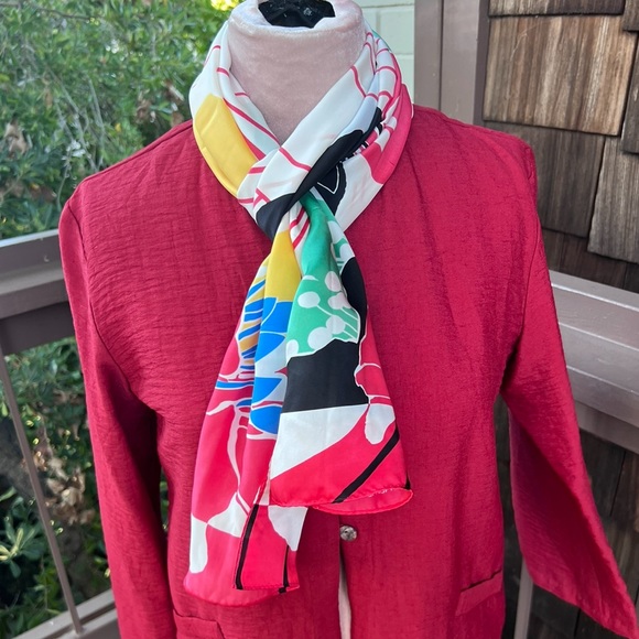 Scarf- Floral, colorful silk oblong scarf, Jones of New York, 62” x 13” - Picture 6 of 15